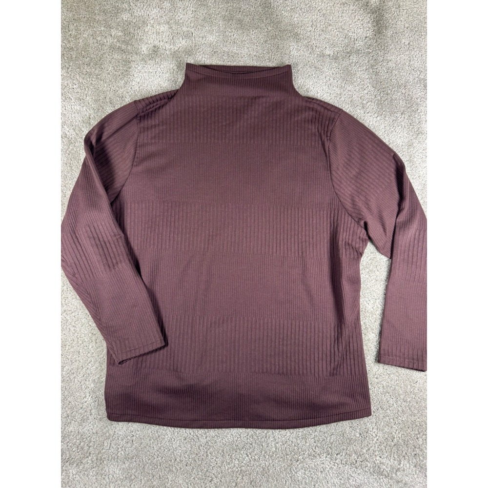 Nike Yoga Dri-FIT Ribbed Mock Neck Long Sleeve Top Plum Burgundy 2X